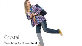  Presentation with young college student diagnosis of chlamydia - Audience pleasing slides consisting of young woman student with backpack isolated on white backdrop and a white colored foreground