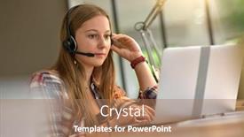  Presentation with home - Slide deck with young-woman-studying-from-home background and a coral colored foreground