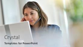  Presentation with home - PPT layouts enhanced with young-woman-studying-from-home background and a light gray colored foreground