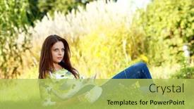  Presentation with summer - Slide deck consisting of young-woman-studying-in-summer background and a yellow colored foreground