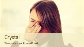  Presentation with lactation young woman breastfeeding - Presentation theme consisting of young woman suffering a headache background and a  colored foreground