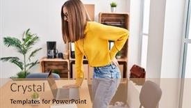  Presentation with backache - Slide set with young-woman-suffering-for-backache background and a coral colored foreground