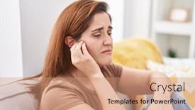  Presentation with ear pain - Presentation design featuring young-woman-suffering-for-ear background and a coral colored foreground