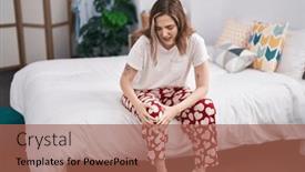  Presentation with knee pain - Slides consisting of young-woman-suffering-for-knee background and a coral colored foreground