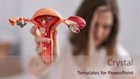  Presentation with uterus - Presentation theme with young-woman-suffering-for-menstrual background and a coral colored foreground