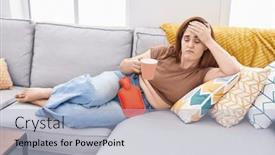  Presentation with pain - Presentation featuring young-woman-suffering-for-menstrual background and a light blue colored foreground