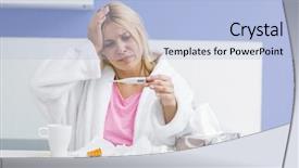  Presentation with young woman diagnosis of sti - Cool new slide set with young woman suffering from cold backdrop and a light blue colored foreground