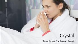  Presentation with common cold - Colorful theme enhanced with young woman suffering from cold backdrop and a  colored foreground