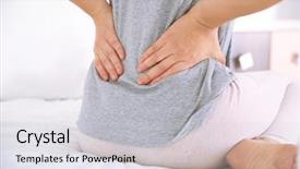  Presentation with low back - Presentation having medical low back ache - young woman suffering from pain background and a  colored foreground