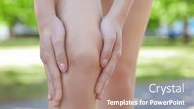  Presentation with leg pain - PPT theme consisting of young woman suffering from pain in leg outdoors background and a coral colored foreground