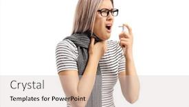  Presentation with allergy - Cool new slide set with tonsillitis - young woman suffering backdrop and a light gray colored foreground