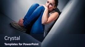  Presentation with gloomy - Beautiful slide set featuring young-woman-suffering backdrop and a navy blue colored foreground