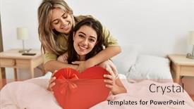  Presentation with valentine - Presentation consisting of young-woman-surprising-her-girlfriend background and a  colored foreground