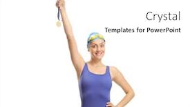  Presentation with gold medal - PPT theme having medal isolated on white background background and a white colored foreground