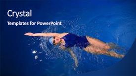  Presentation with swimming - Audience pleasing presentation design consisting of young woman swimmer in swimming backdrop and a navy blue colored foreground