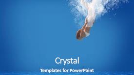  Presentation with water woman swimming underwater - Slide set featuring young woman swimming underwater background and a teal colored foreground