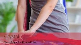  Presentation with workshop - Cool new presentation theme with young-woman-tailor-working backdrop and a red colored foreground