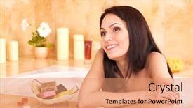  Presentation with bubble tea crystal graphics - Theme with young woman take bubble bath background and a  colored foreground