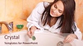  Presentation with futuristic bubble - Audience pleasing presentation theme consisting of young woman take bubble bath backdrop and a lemonade colored foreground