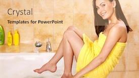  Presentation with bubble - Slide deck having young-woman-take-bubble-bath background and a lemonade colored foreground