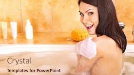  Presentation with bubble - PPT theme featuring young-woman-take-bubble-bath background and a lemonade colored foreground