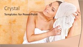  Presentation with futuristic bubble - Colorful presentation theme enhanced with young woman take bubble bath backdrop and a lemonade colored foreground