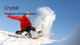  Presentation with snowboard - Colorful presentation enhanced with young woman take fun on the snowboard backdrop and a teal colored foreground