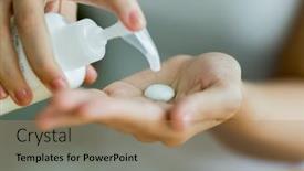  Presentation with skin care - Cool new slides with young-woman-taking-care backdrop and a coral colored foreground