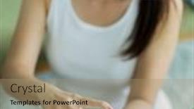  Presentation with skin care - PPT layouts featuring young-woman-taking-care background and a coral colored foreground