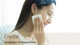  Presentation with skin care - PPT theme with young-woman-taking-care background and a coral colored foreground