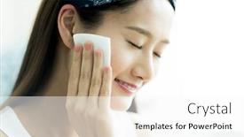  Presentation with skin care - Colorful slide set enhanced with young-woman-taking-care backdrop and a white colored foreground