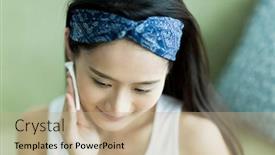  Presentation with skin care - Slide deck with young-woman-taking-care background and a coral colored foreground