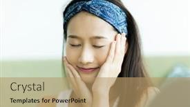  Presentation with skin care - Cool new presentation theme with young-woman-taking-care backdrop and a coral colored foreground