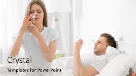  Presentation with nasal - Beautiful PPT layouts featuring young woman taking nasal drops backdrop and a soft green colored foreground