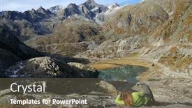  Presentation with luxury mountain nature - PPT theme with young-woman-taking-nature-photographs background and a gray colored foreground