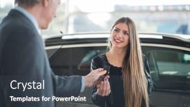  Presentation with keys - Presentation theme featuring young-woman-taking-the-keys background and a dark gray colored foreground