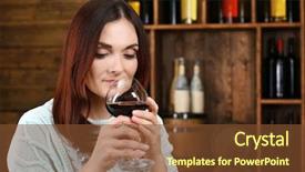  Presentation with wine tasting - Slide set consisting of young woman tasting wine background and a tawny brown colored foreground