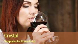  Presentation with wine tasting - Beautiful presentation theme featuring young woman tasting wine in cellar backdrop and a red colored foreground