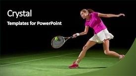  Presentation with tennis - Colorful presentation theme enhanced with young woman tennis player isolated backdrop and a black colored foreground