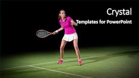  Presentation with tennis - Presentation theme consisting of young woman tennis player isolated background and a black colored foreground