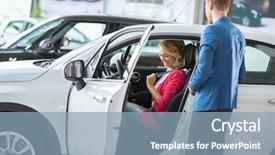  Presentation with test - Audience pleasing PPT theme consisting of young woman test new model backdrop and a light blue colored foreground