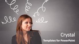  Presentation with students thinking - PPT layouts featuring young woman thinking with arrow background and a  colored foreground