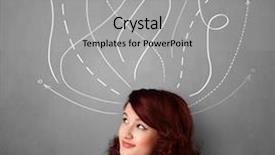  Presentation with arrows - Presentation theme enhanced with young woman thinking with arrow background and a light gray colored foreground