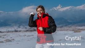  Presentation with snowball - PPT layouts featuring young-woman-throwing-a-snowball background and a gray colored foreground