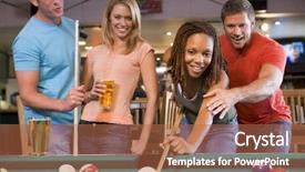  Presentation with teaching - Presentation enhanced with young woman to play pool background and a red colored foreground