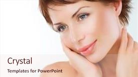  Presentation with aging skin - Slides enhanced with young woman touching her face background and a lemonade colored foreground