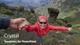  Presentation with helping man - Amazing slide deck having young woman tourist in alpine zone in summer man helping her to climb backdrop and a dark gray colored foreground