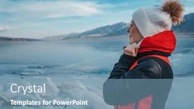  Presentation with season - Theme with young-woman-tourist-looking background and a seafoam green colored foreground