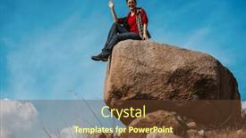  Presentation with boulder - Presentation design consisting of young-woman-tourist-sits background and a  colored foreground