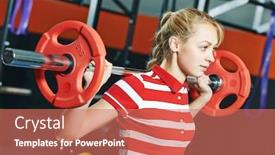  Presentation with club training - Presentation featuring young-woman-training-exercises background and a coral colored foreground